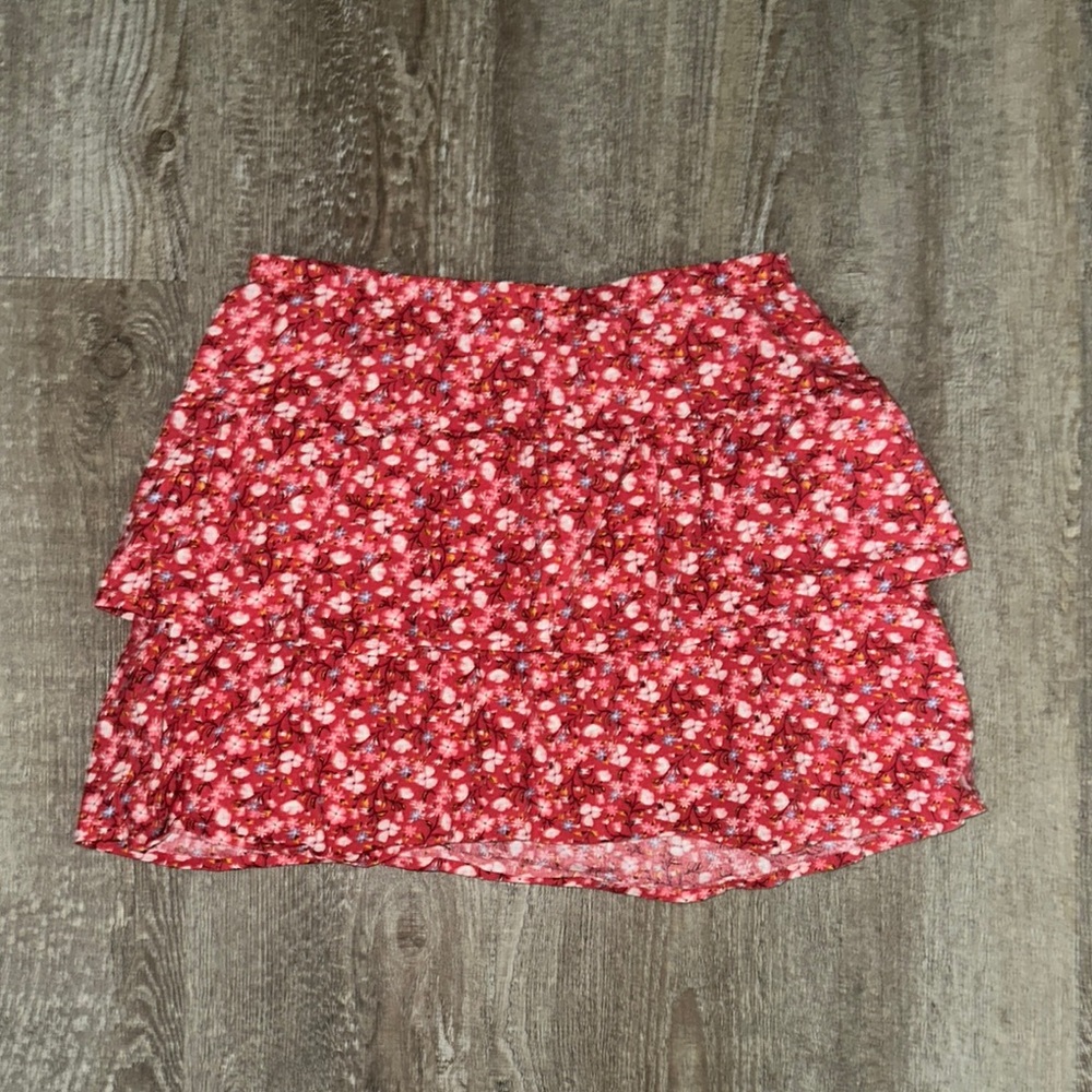Old Navy Red and White Skater Mini Skirt